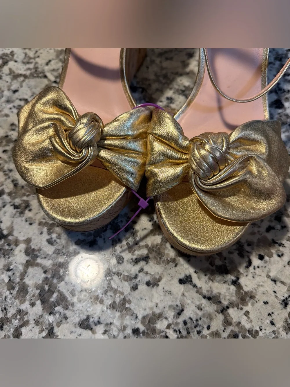 kate spade Metallic Gold Knot Platform Sandals